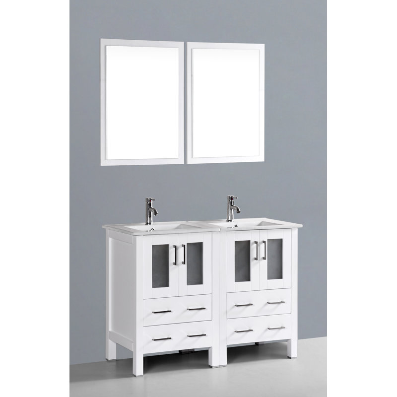 Ebern Designs Netto 49" Double Bathroom Vanity Set with Mirror Wayfair